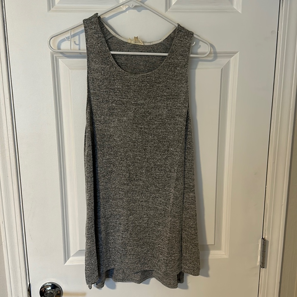 Heather grey tank top with side slits by Wilfred Free
